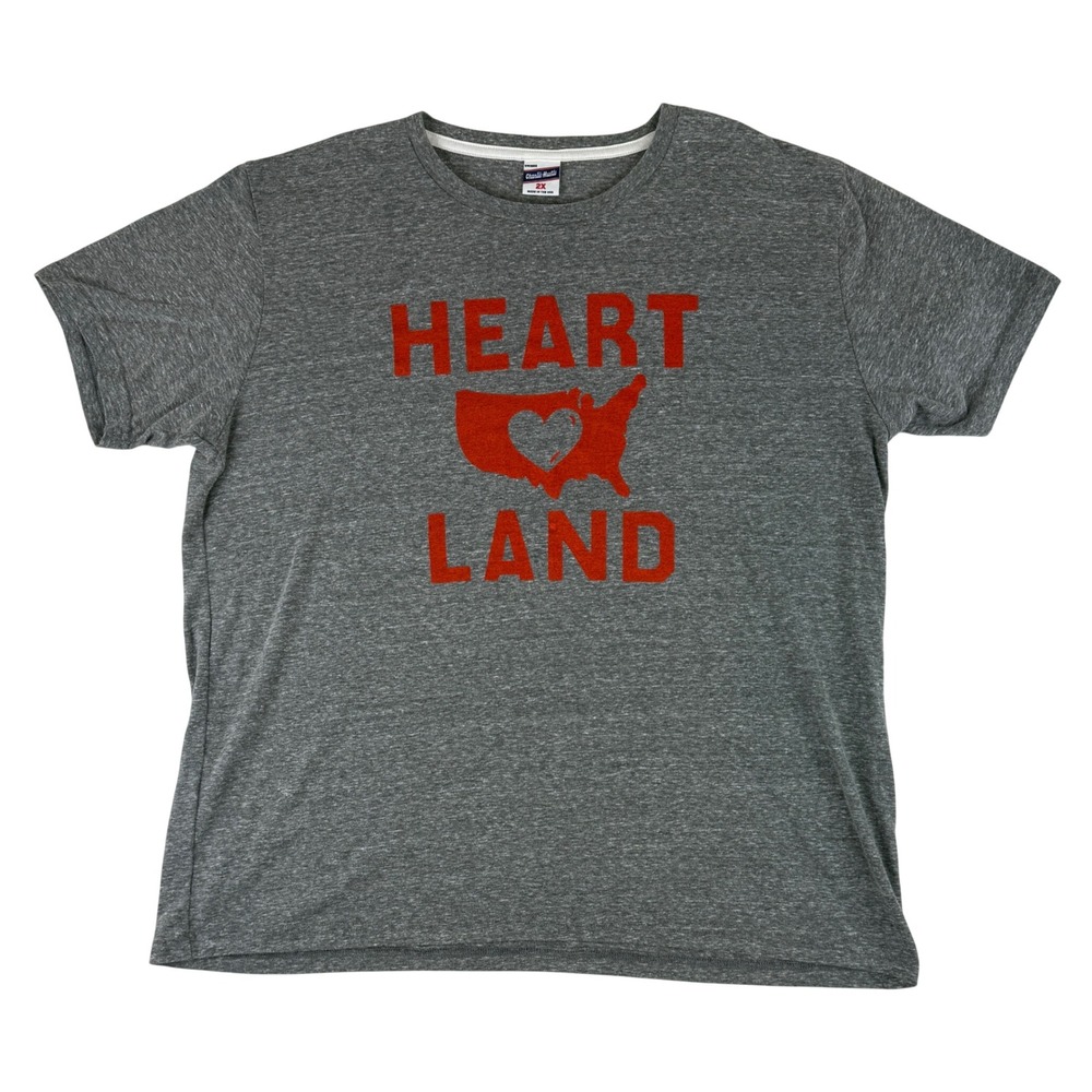 Charlie Hustle T-Shirt Unisex 2X Gray Heartland Graphic USA Tri-Blend Tee